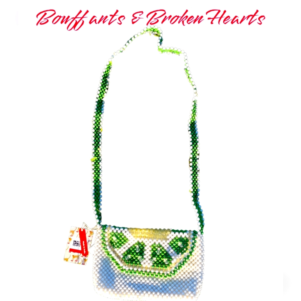 Bouffants & Broken Hearts Lime Shoulder Beaded Bag Nwt